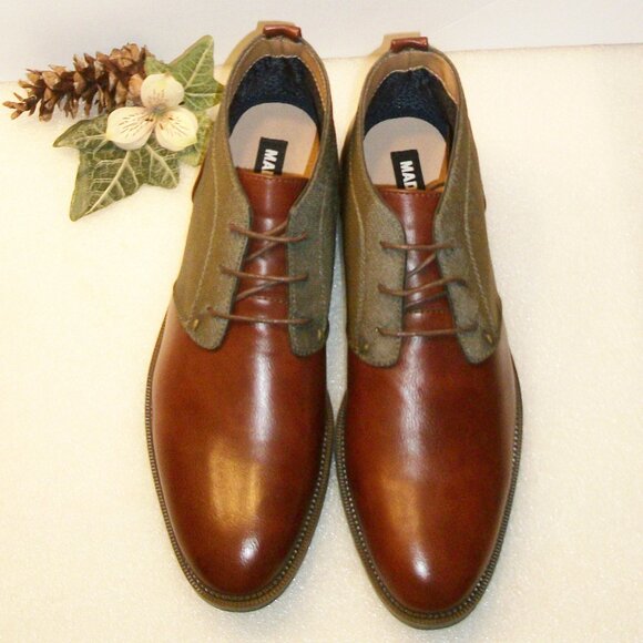 MADDEN 11.5 Mens Brown Fabric Trimmed Chukka Boots NWOT \